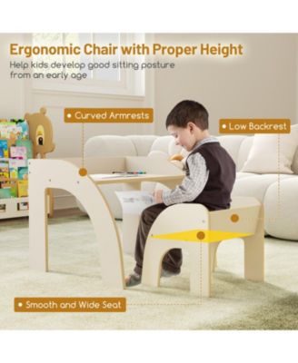 Kids Table and Chair Set with Wide Tabletop and Curved Safety Edges