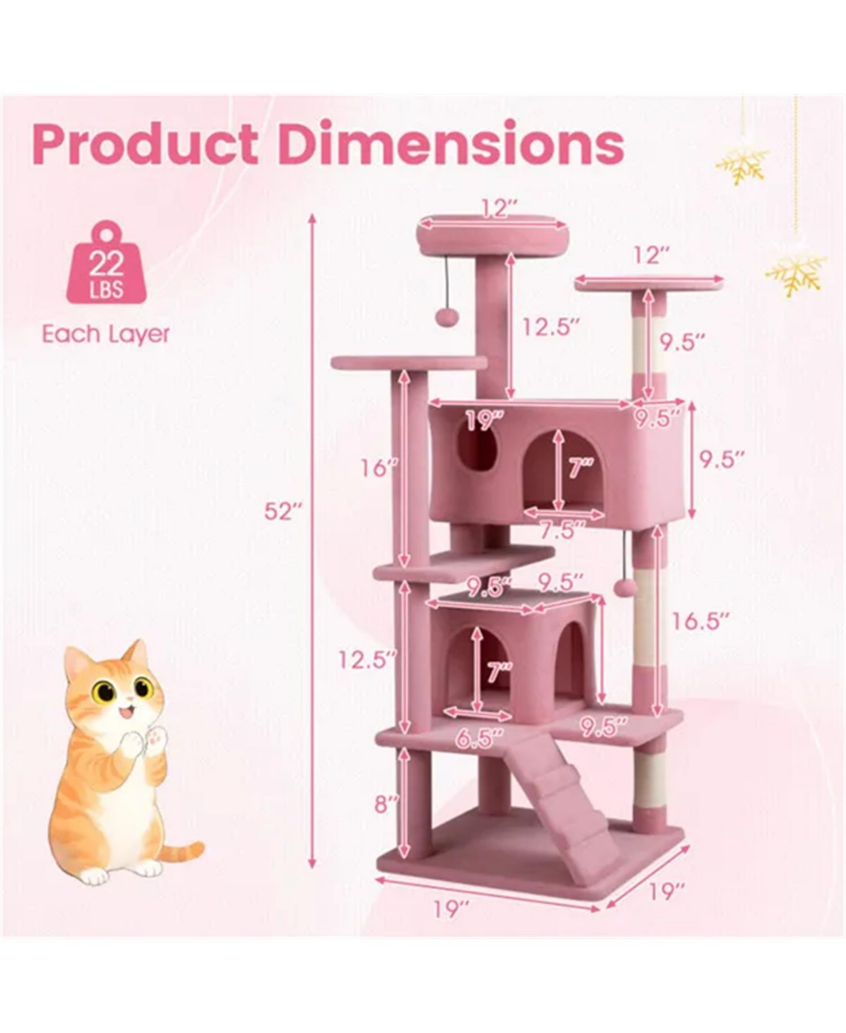 Zeus and Ruta 52 in. Tall Cat Tree Tower Perches Condos Multi Cat Playground Scratching Posts