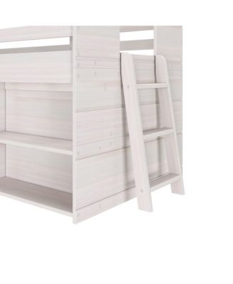 Max and Lily Farmhouse Twin Low Loft with Bookcase