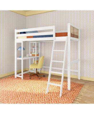 Max and Lily Scandinavian High Loft w/ Side Desk and Shelves