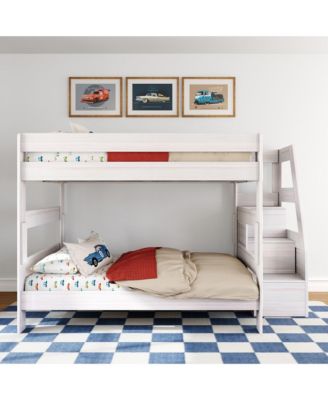 Max and Lily Modern Farmhouse Queen Over Queen Bunk Bed With Staircase