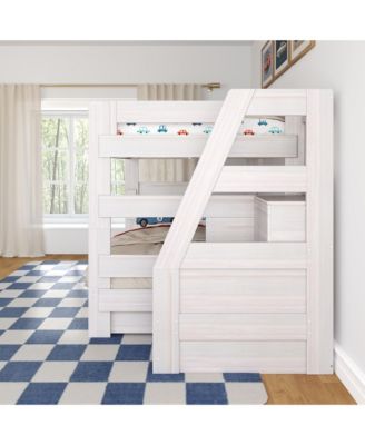 Max and Lily Modern Farmhouse Queen Over Bunk Bed With Staircase and Storage Drawers