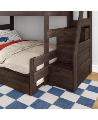 Max and Lily Modern Farmhouse Twin Over Full Bunk Bed With Staircase