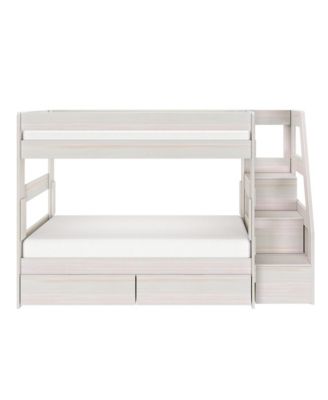 Max and Lily Modern Farmhouse Twin Over Twin Bunk Bed With Staircase and Storage Drawers