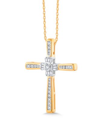 14k Gold Pendant, Diamond Cross (1/4 ct. t.w.)