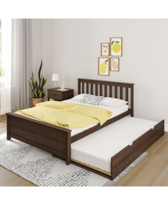 Max and Lily Full Size Bed Frame with Trundle, Solid Wood Platform Bed with Storage