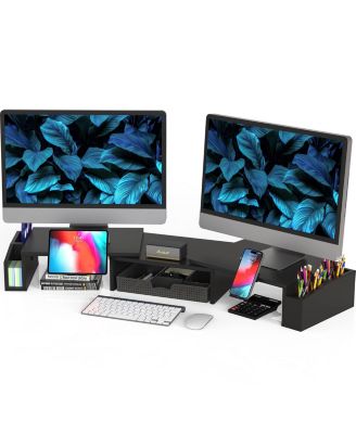 Desk Dual Monitor Stand Riser Drawer desktop organizer