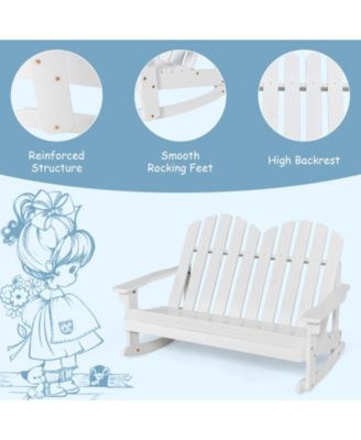 2-Person Kids Adirondack Rocking Chair with Slatted Seat