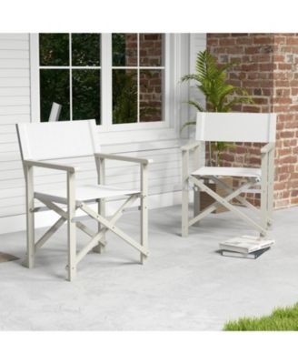 Folding Acacia Wood Director Chair with Washable Fabric Seat