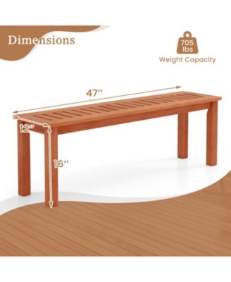 47-inch Solid Wood Patio Bench with Slatted Seat, 2-Person