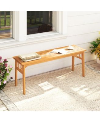 48-inch Acacia Wood Backless Bench with Triangular Support