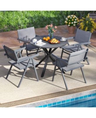 Outdoor Patio Dining Chairs Set of 4 with Breathable Fabric Seat