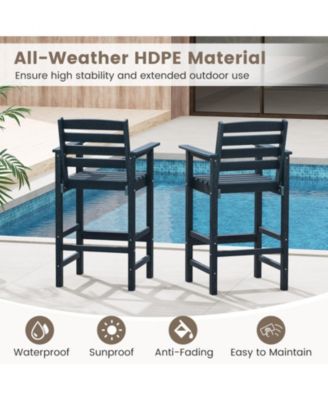 HDPE Adirondack Bar Chairs Set of 2 with Wide Armrests