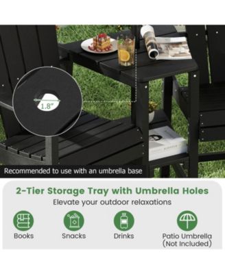 2-Seat HDPE Adirondack Chair with Built-in Connecting Tray