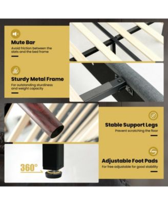 Linen Full Upholstered Bed Frame with Adjustable Diamond Tufted Headboard