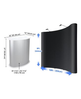 InstaHibit 10x8 Ft Pop Up Backdrop Booth Stand with Podium Table Counter Tradeshow