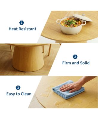 43" Round Dining Table for 4-6 People, Wooden Dining Room Table with Pedestal Base, Dining Room, Living Room