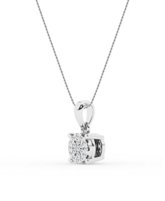 Diamond Cluster Pendant Necklace in Sterling Silver (1/10 ct. t.w.)