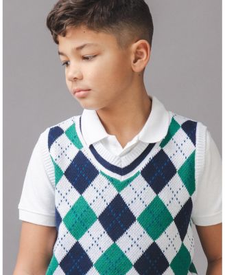 Toddler Boys Organic V-Neck Argyle Sweater Vest