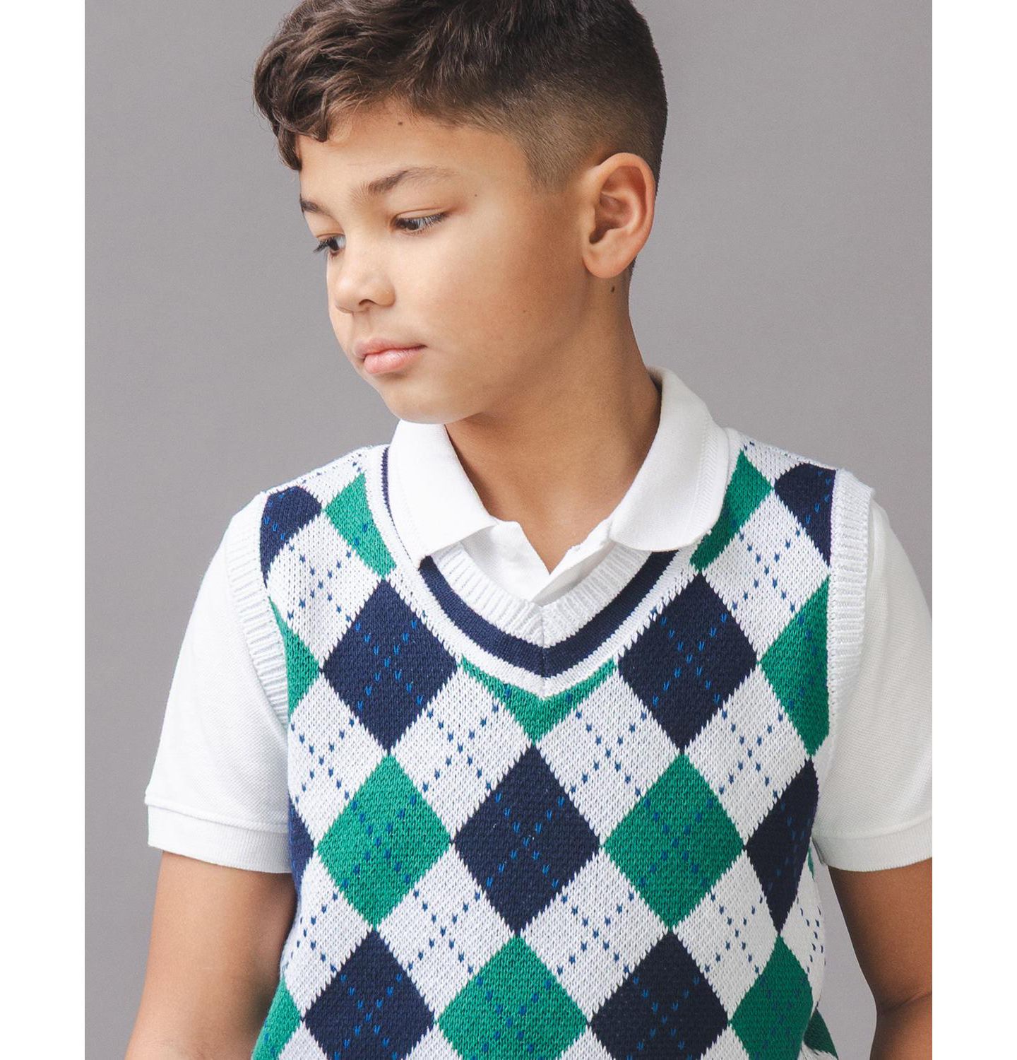 Жилет Hope & Henry Organic V-Neck Argyle Sweater Vest для мальчиков-малышей, цвет: С ромбами — фото 3