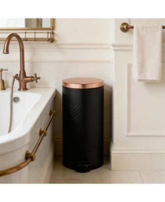 8 Gal / 30 Liter Round Shape Step-on Trash Can with Silent Close Lid, Heavy-Duty Pedal & Easy-Clean Design for Kitchen, Bathroom, Office