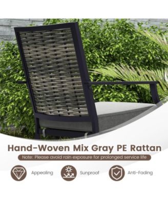 Set of 2 Stackable Wicker Patio Dining Chairs with Removable Cushions