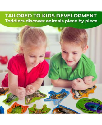 Toddler Puzzles Ages 2-4 - Large Floor Puzzles for Kids 3-5 - 8 Realistic Animal Shapes