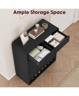 Shoe Cabinet with 2 Doors and 2 Drawers, 4 Tier Entryway Storage with Open Bottom Shelf