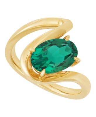 Created Emerald (2-5/8 ct. t.w.) Ring in 14k Yellow Gold-Plated Sterling Silver