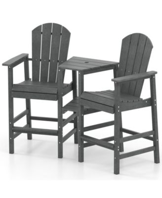 Two Seat Adirondack Chair with Connecting Tray for Outdoor Use