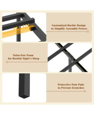 Full Metal and Wood Platform Bed Frame with Storage Drawers and Headboard and Industrial Design