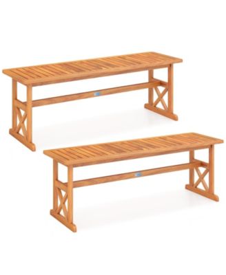 51 in Acacia Wood Outdoor Bench with Slatted Seat and High Capacity