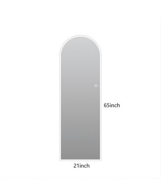 65 x 21 Inch LED Full Length Wall Mirror Symmetrical Arch Frosted Glass Border 3 Color Dimmable Copper Free Silver Glass Hardwired or Plug In