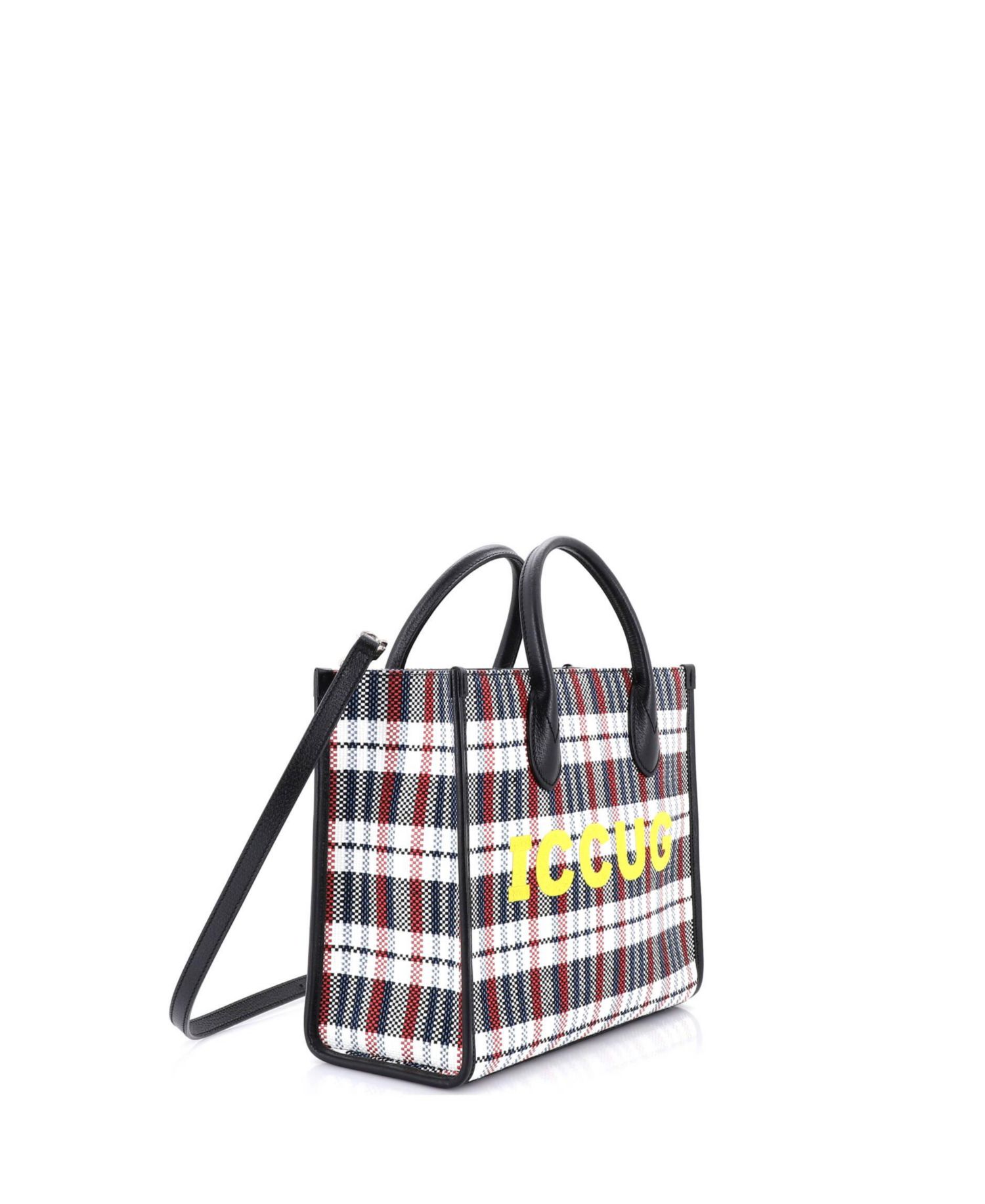 Small ICCUG Tote Embroidered Faux Raffia