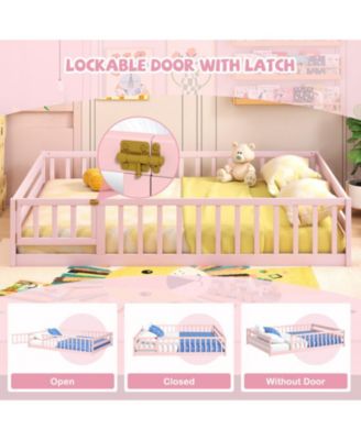 Full Kids House Bed Frame with Safety Guardrails