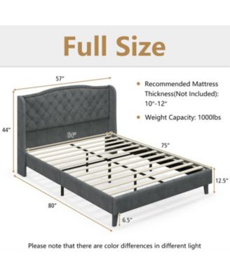 Full Velvet Upholstered Bed Frame with Tufted Headboard