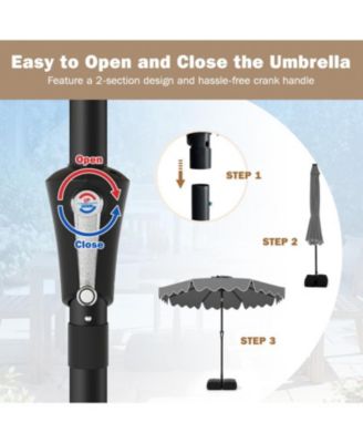 Outdoor Patio Umbrella with Stable Weighted Base and Sandbag Anchors