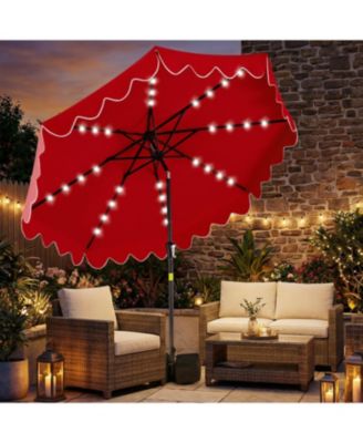 Patio Umbrella with Solar LED Lights and Heavy Duty Weighted Base