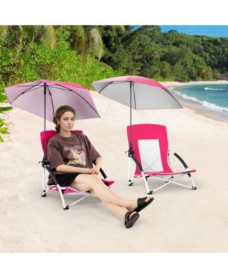 Two Pack Beach Umbrella Chairs with Adjustable Parasol
