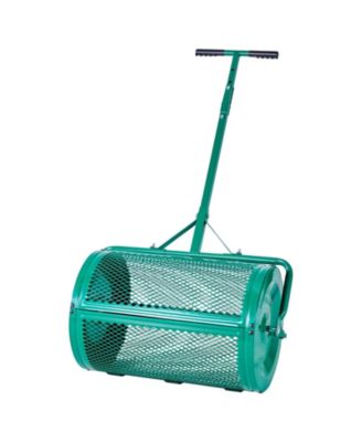 Compost Spreader, 24 inches Wide with Adjustable Height, Powder-Coated Steel Roller