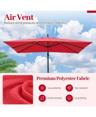 Solar-Powered Offset Hanging Umbrella with 40 LED Lights for Patio