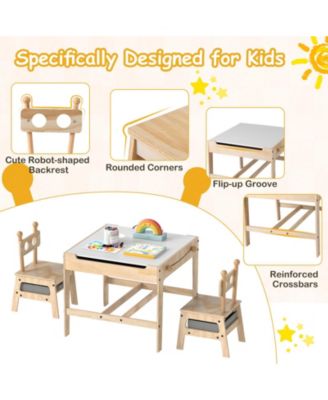 Robot-Shaped Kids Table and Chairs with Reversible Whiteboard for Ages 3