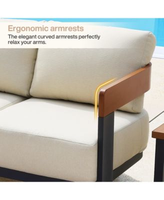 Outdoor Patio Sofa with Cushions, Metal Frame Patio Couch with  Thick Cushions, Outdoor Seating