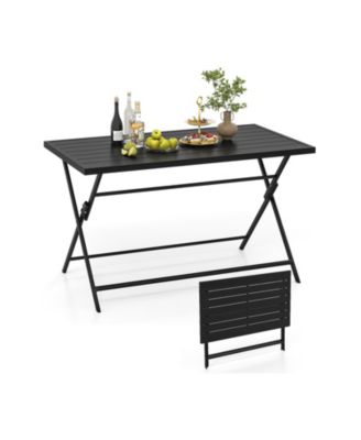 Foldable Rectangular Metal Patio Dining Table