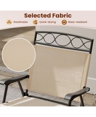 Set of 4 Folding Patio Dining Chairs with Armrests and Inclined Backrest