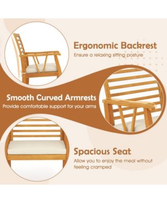 Set of 2 Acacia Wood Outdoor Dining Armchairs with Removable Cushions