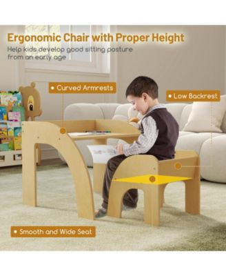 Kids Table and Chair Set with Wide Tabletop and Curved Edges