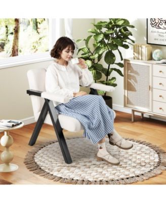 Oversized Accent Chair with Ergonomic Backrest and Metal Frame