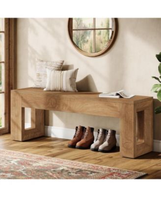 47" Entryway Bench, Farmhouse Long Bench Seat for Dining Room, Living Room, Entryway, Hallway