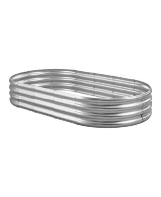 Galvanized Metal Raised Garden Bed, Outdoor Planter Box with Open Bottom Design